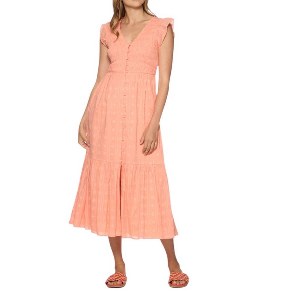 Sleeveless Smocked Coral Maxi Dress for Girls